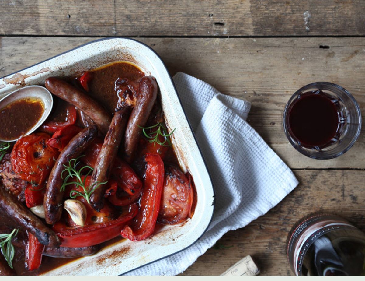 Tipsy Sausage Tray Bake