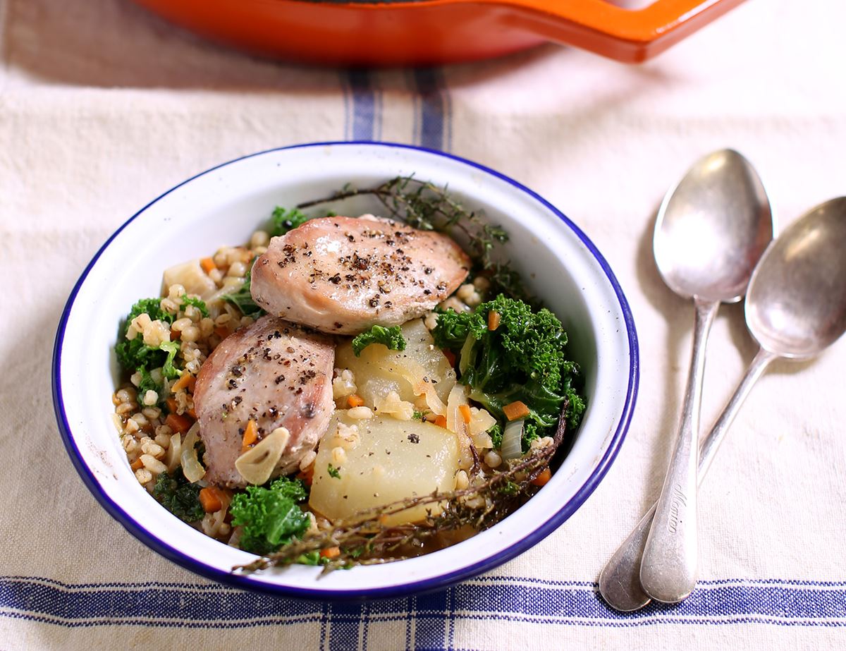 Partridge, Pear & Barley Stew