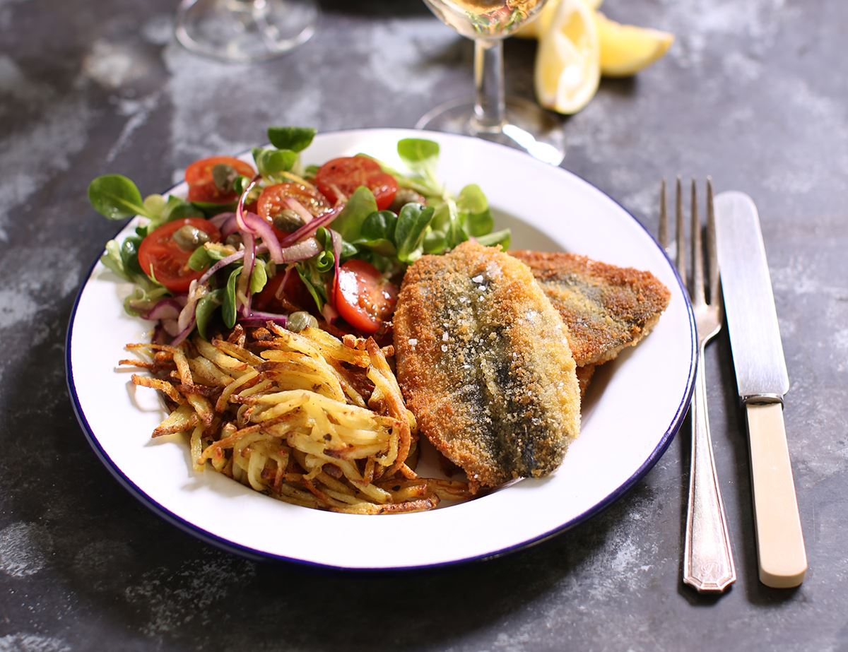 Breaded Sardine Fillets & Skinny Chips