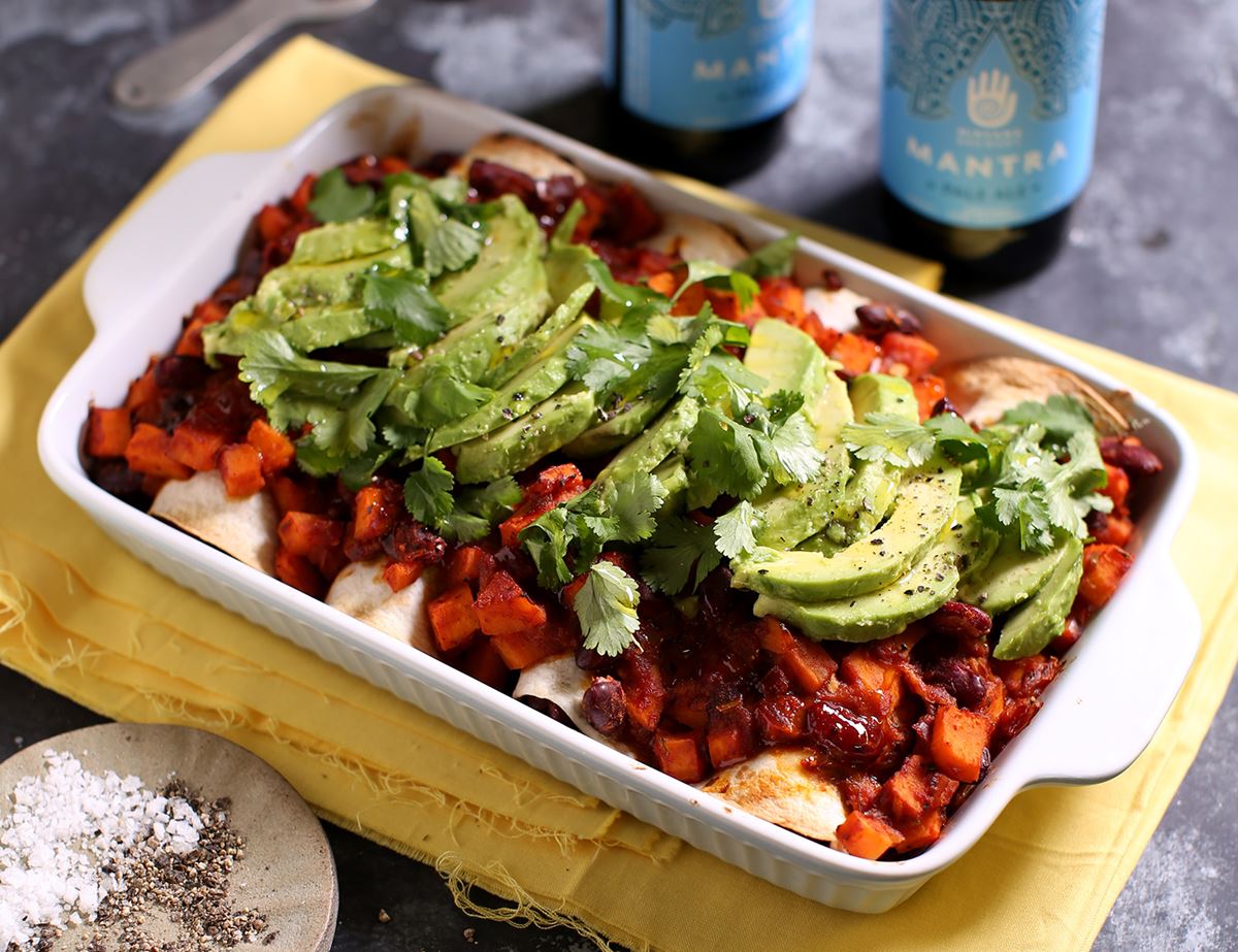 Kidney Bean & Sweet Potato Enchiladas