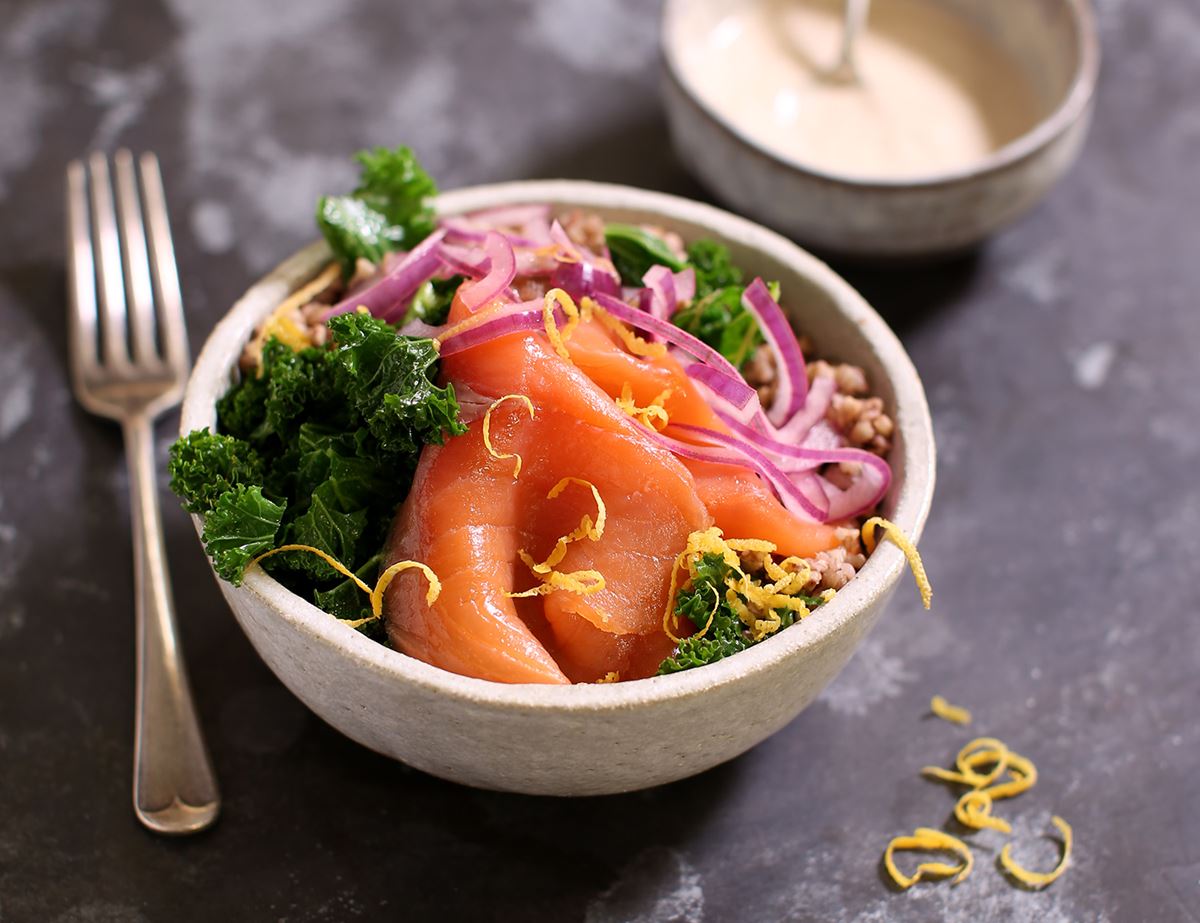 Smoked Salmon with Buckwheat & Kale