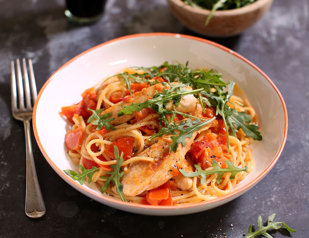 Buttered Chicken & Tomato Spaghetti