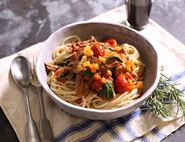 Shredded Beef Ragù with Pesto Spaghetti