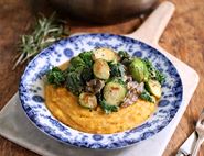 Squash Polenta with Creamed Porcini & Greens