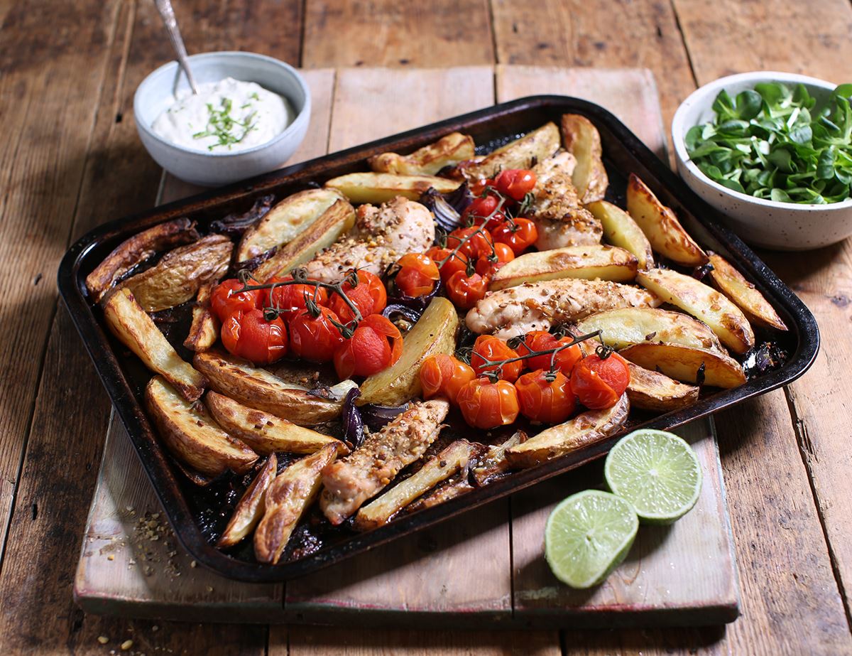 Dukkah Chicken Goujons with Tahini Yogurt