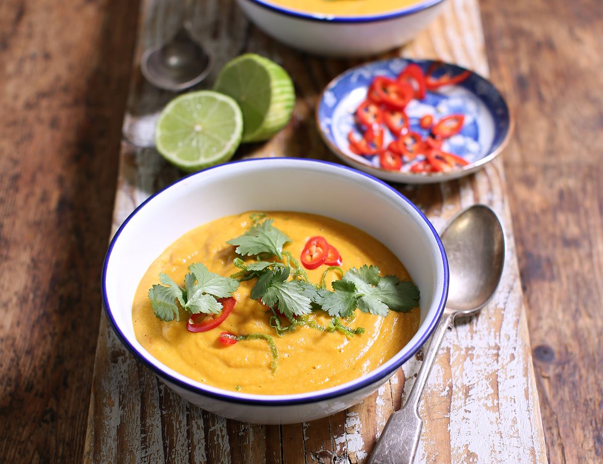 Carrot, Sweet Potato, + Ginger Soup