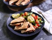 Cheese & Black Bean Quesadillas with Mango Salsa