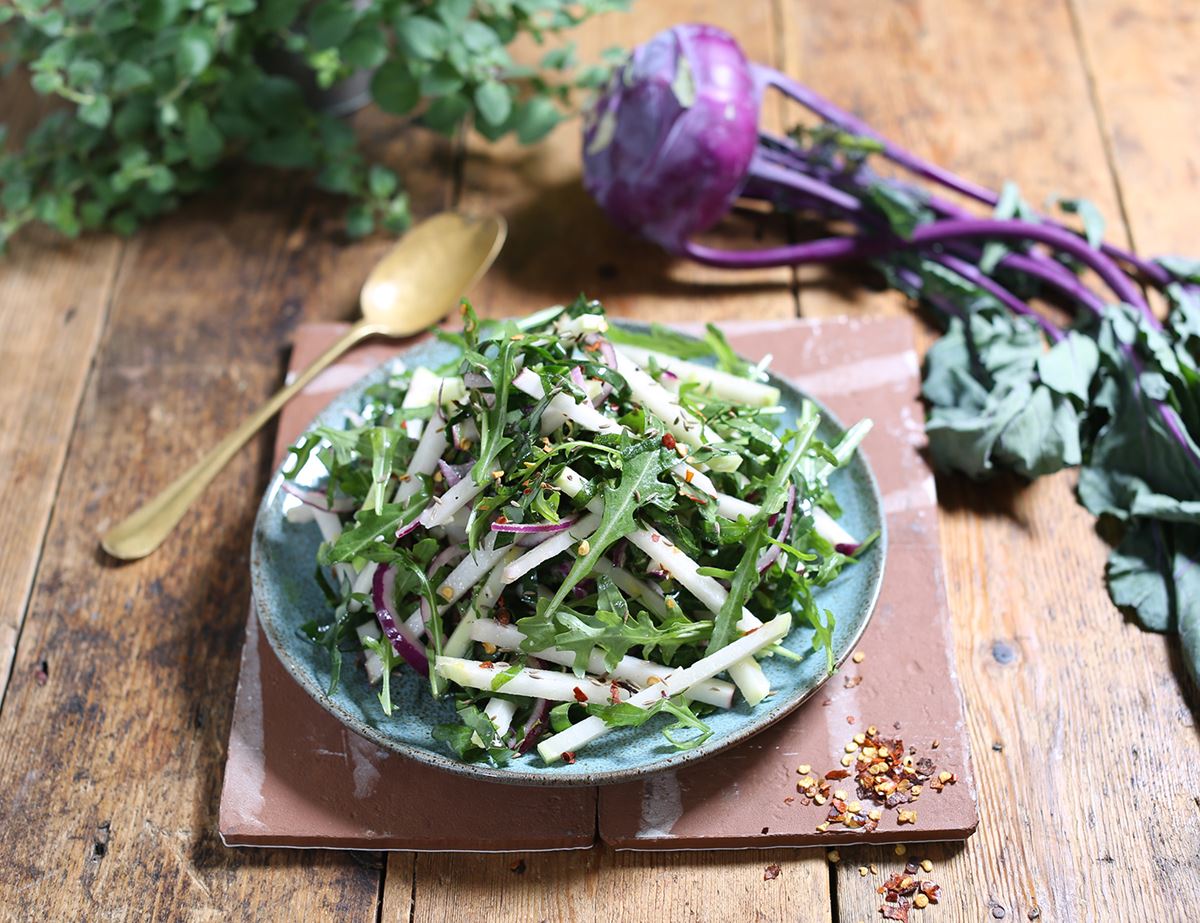 Crunchy Kohlrabi, Mint & Rocket Salad