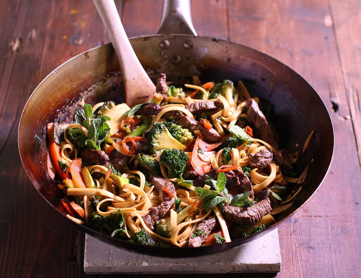 Minute Steak Udon Noodles with Winter Greens