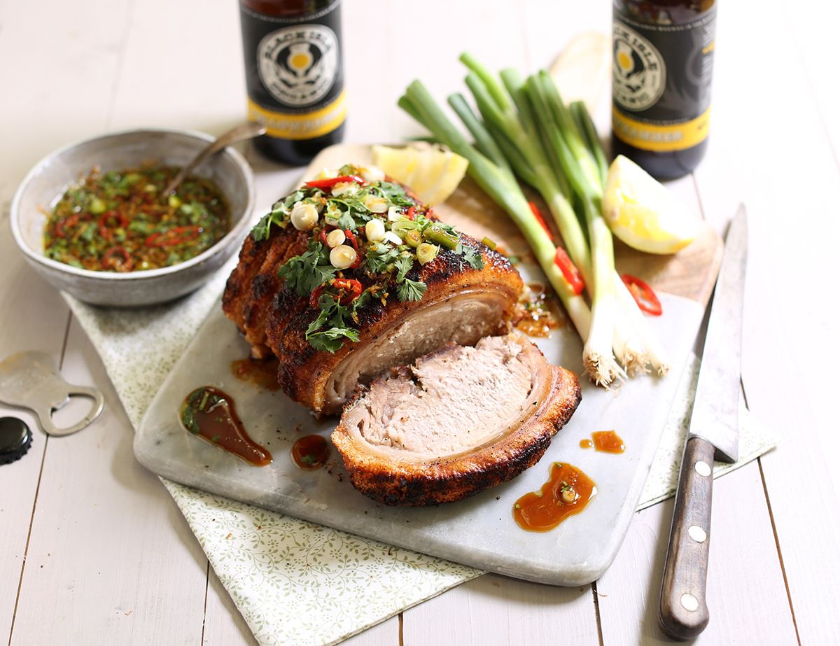 Roasted Pork Leg with Honey & Ginger Sauce