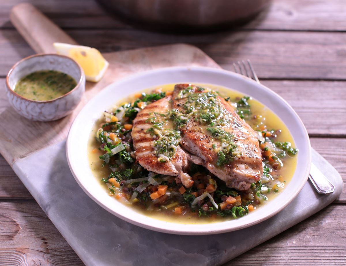 Lemon & Herb Butter Chicken with Lentils