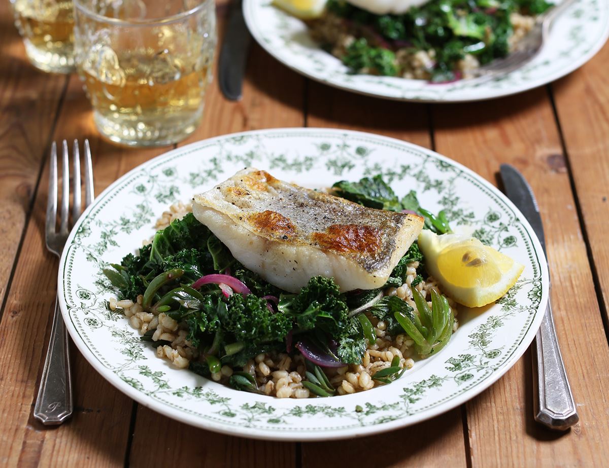 Grilled Pollack with Buttered Sea Vegetables