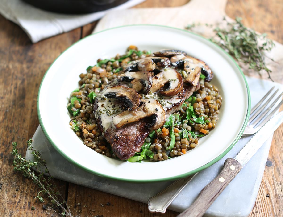 Minute Steaks with Mushroom & Sorrel Sauce