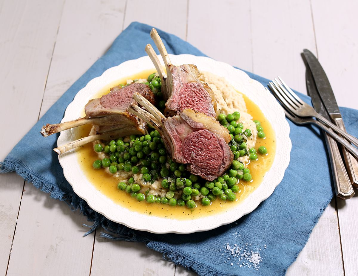 Rack of Lamb with Peas & Butter Bean Mash