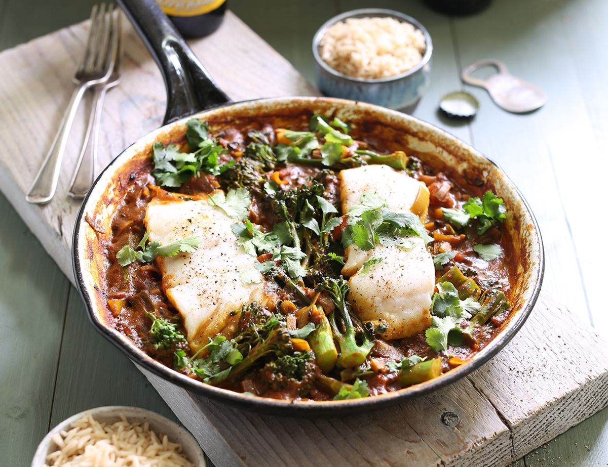 Curried Cod with Tenderstem® Broccoli