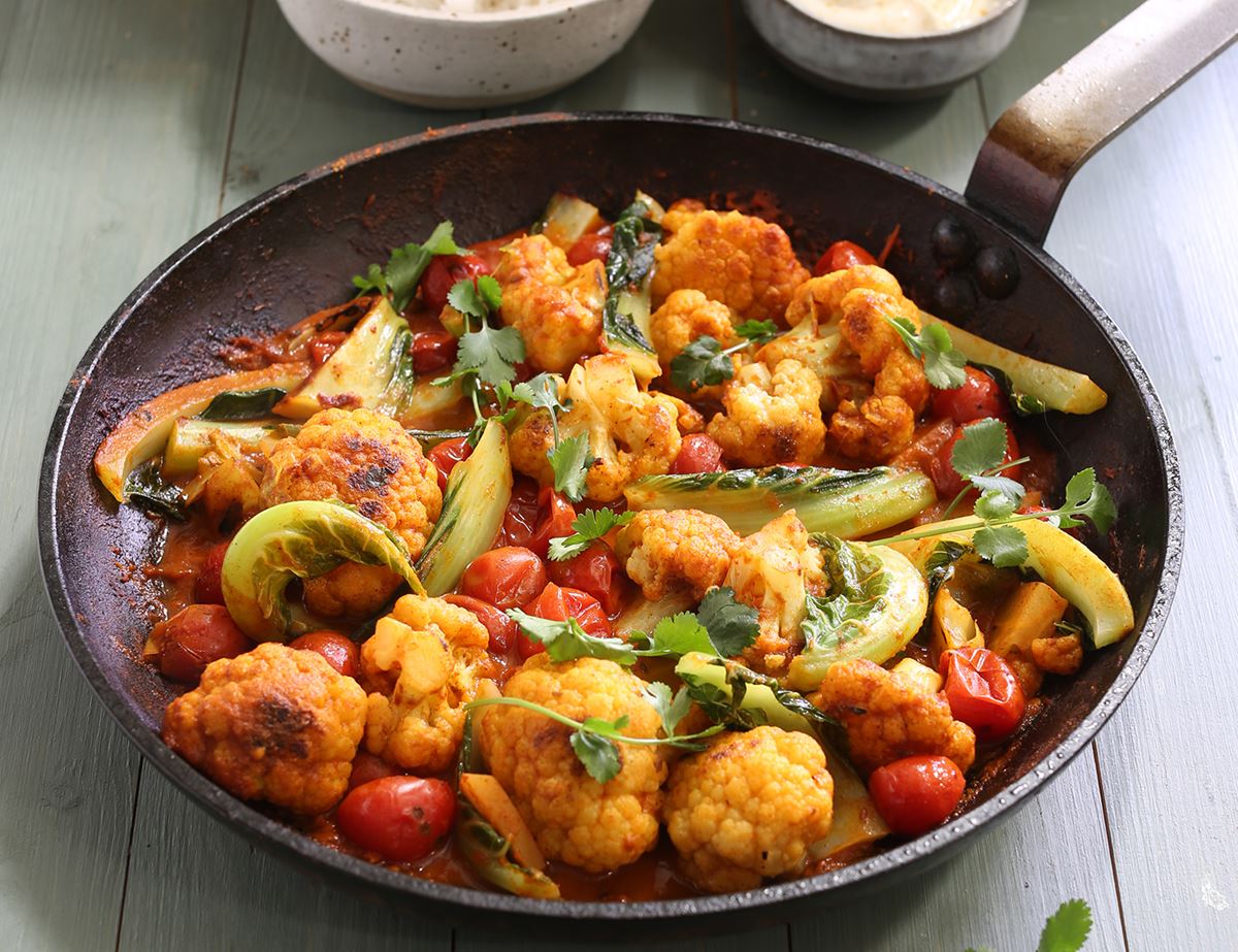 Buttered Cauliflower Curry with Rice