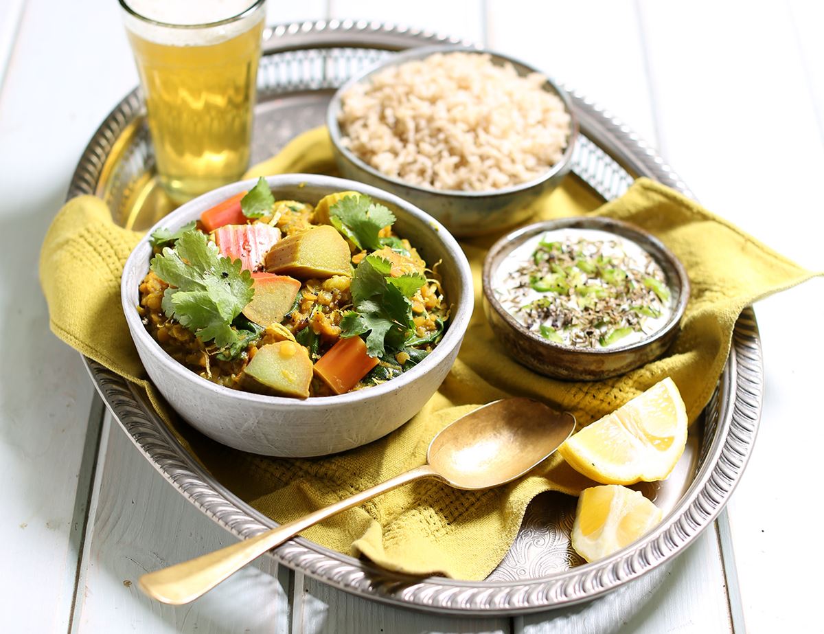 Rhubarb & Lentil Curry