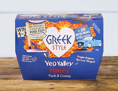 Greek Style Yogurt with Honey, Organic, Yeo Valley (4 x 100g)