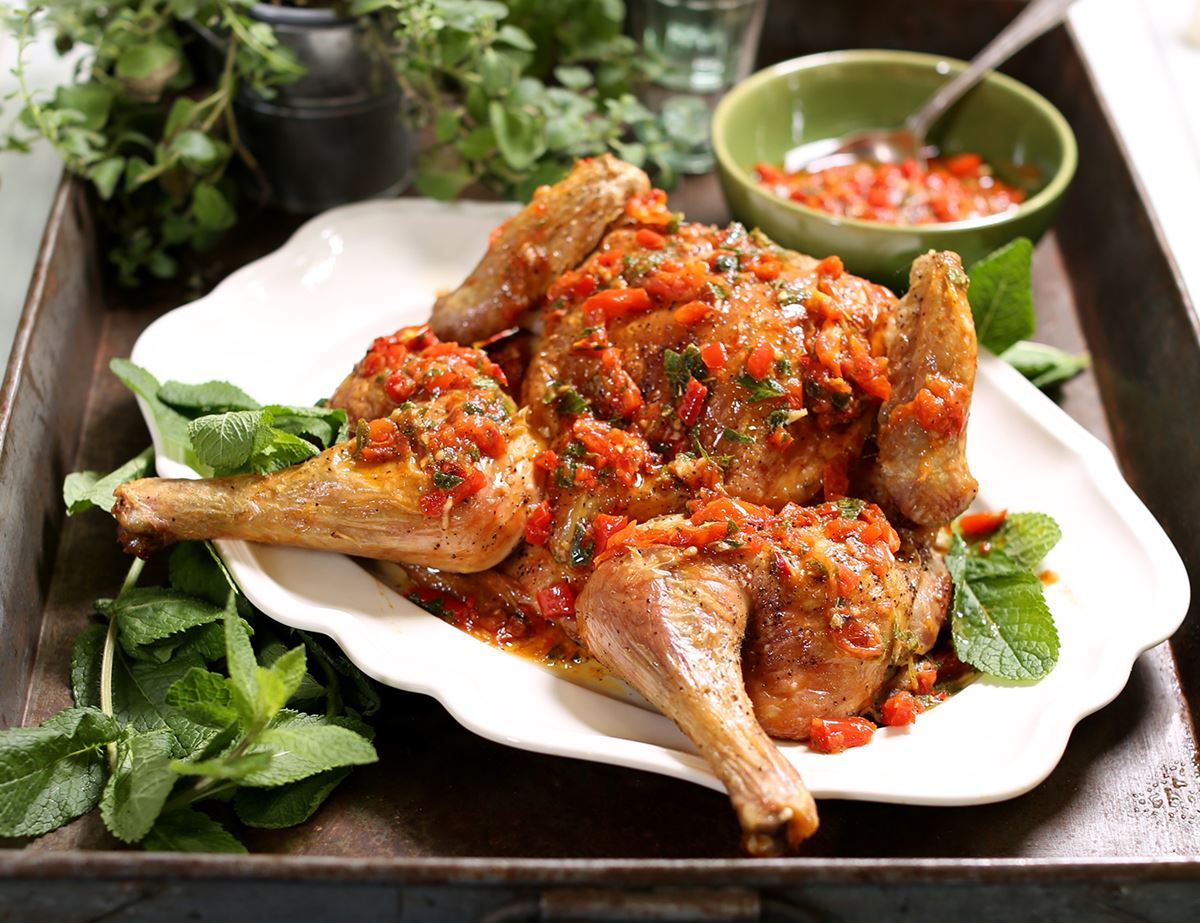 Spatchcock Chicken with Smoky Pepper Salsa