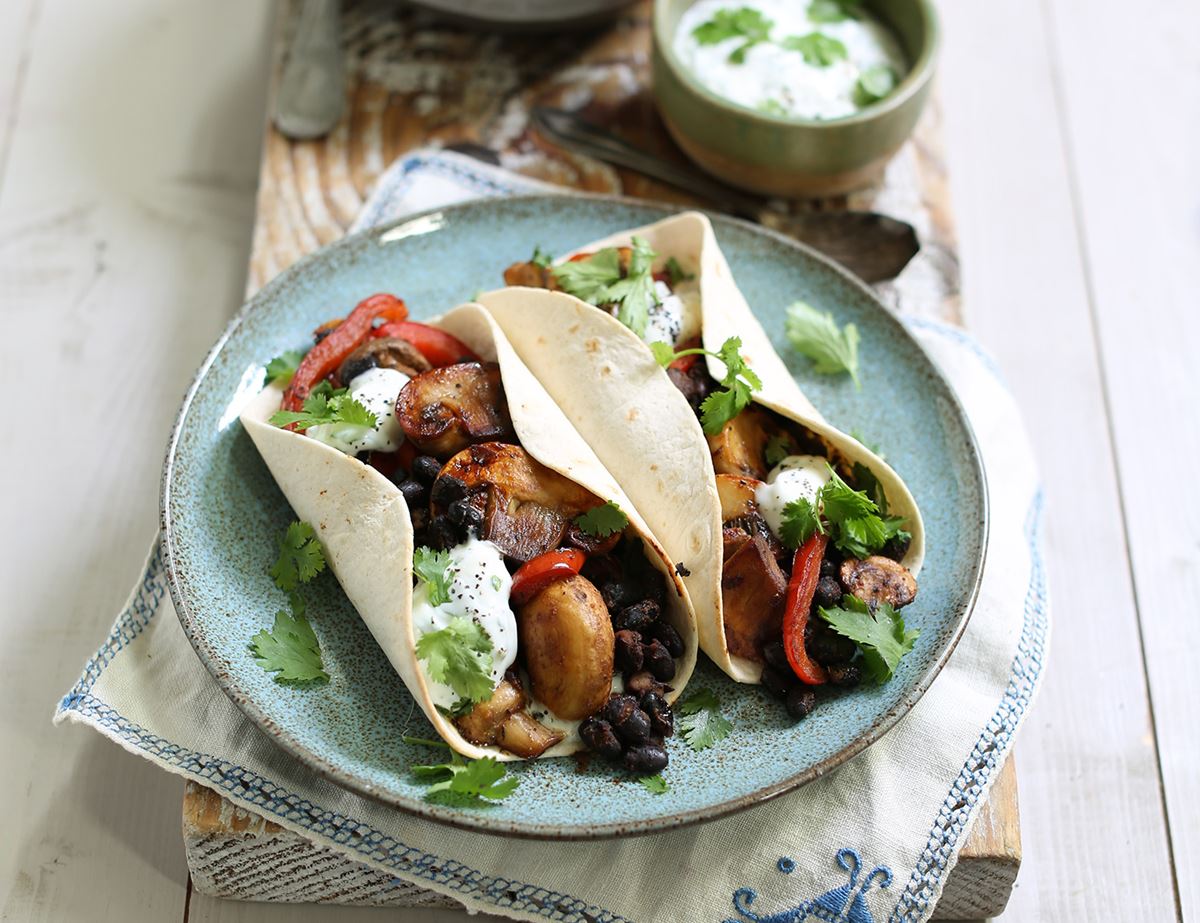 Cajun Spiced Veg Tortillas with Coriander Yogurt