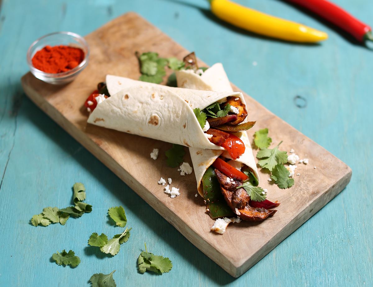 Mushroom, Pepper & Feta Fajitas