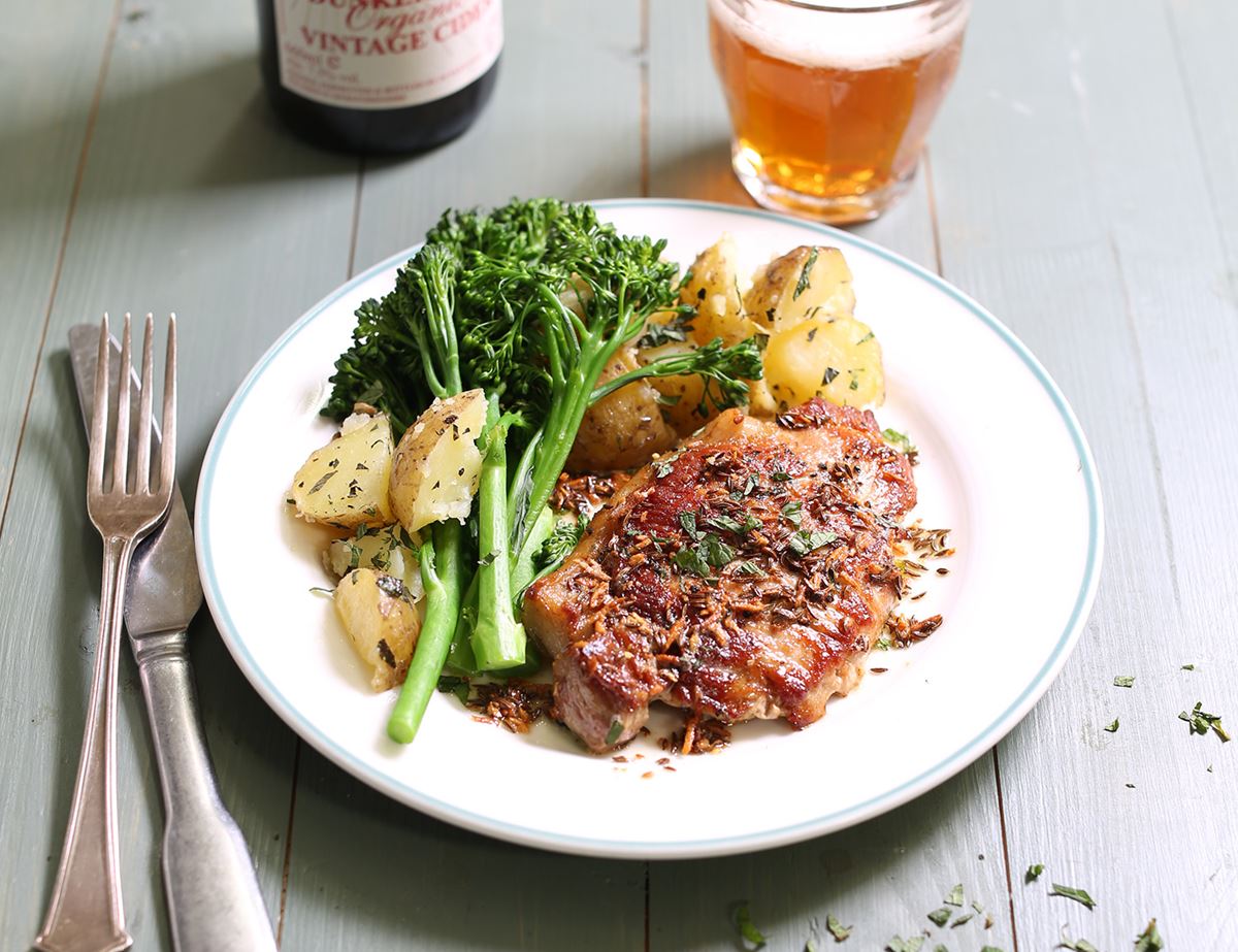 Pork Steaks with Caraway Butter Sauce