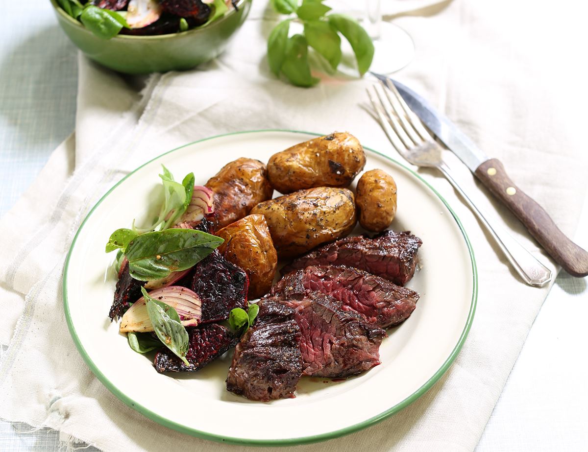 Onglet Steaks with Horseradish Beets