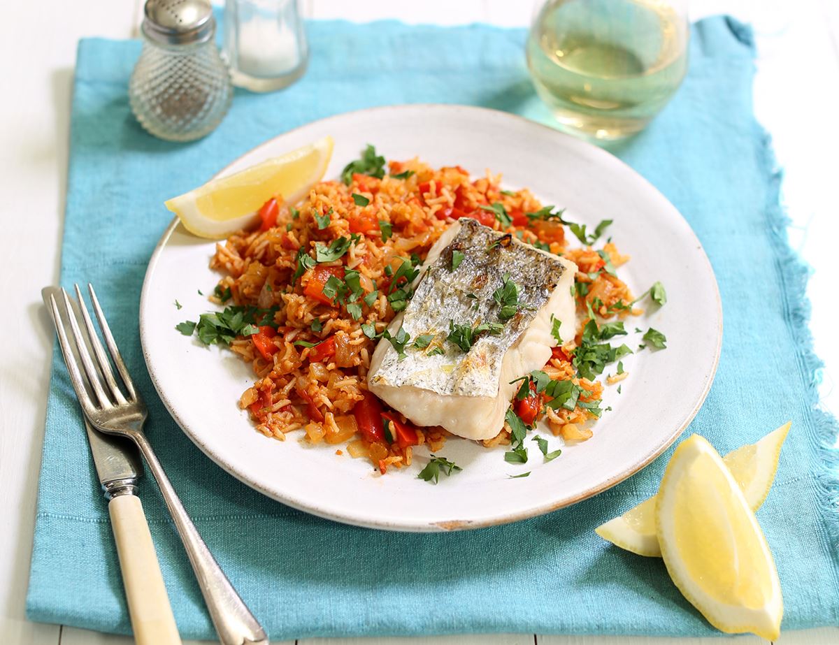 Grilled Hake with Tomato Rice