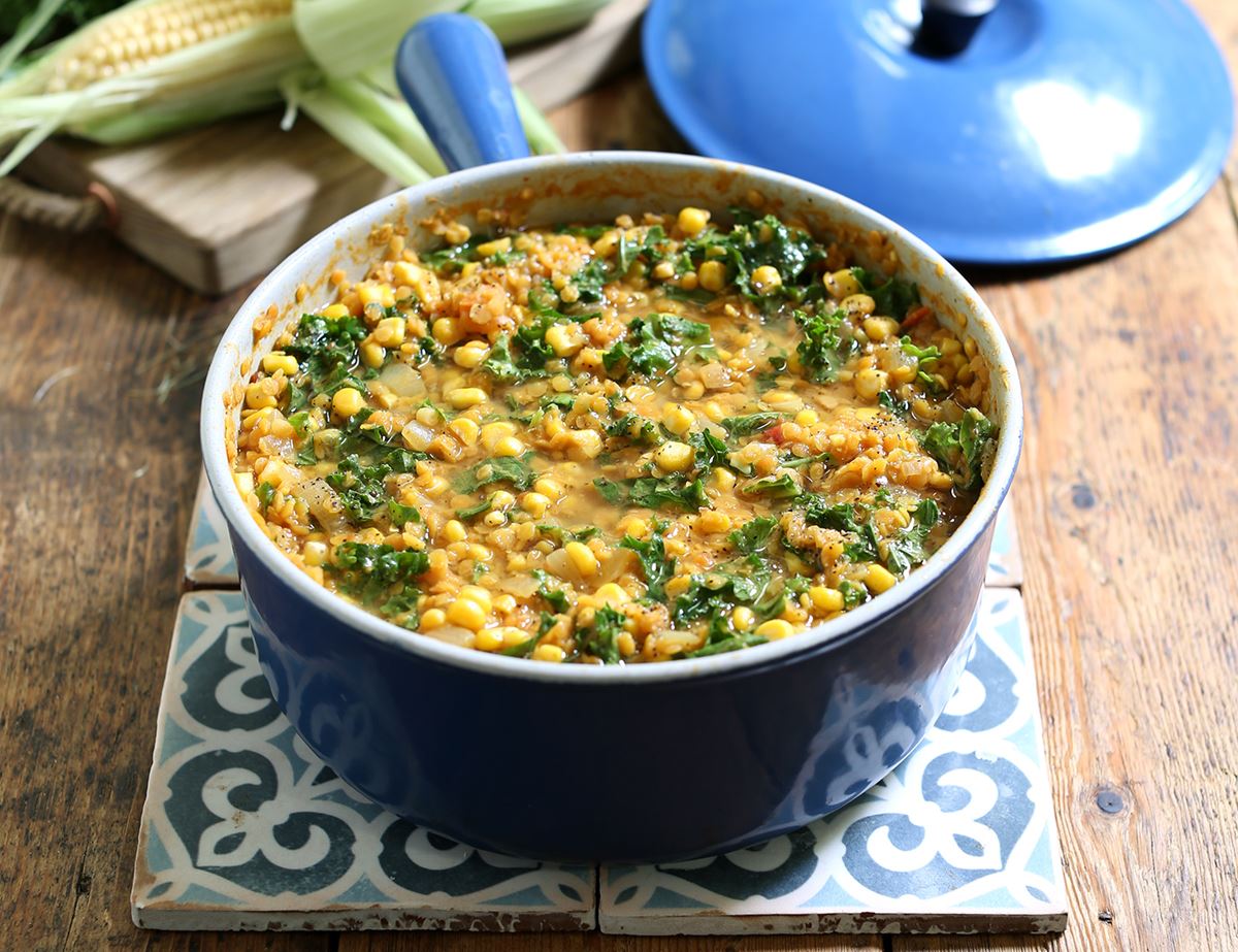 Sweetcorn, Kale & Red Lentil Dal