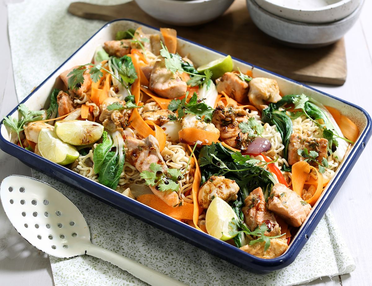 Roast Teriyaki Fish with Pak Choi & Noodles