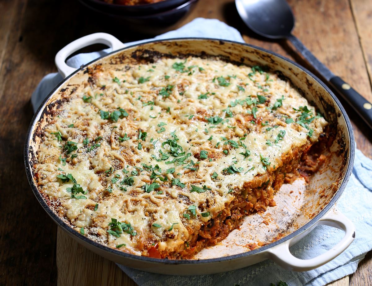 Cheddar, Lentil & Bean Bake Recipe Abel & Cole
