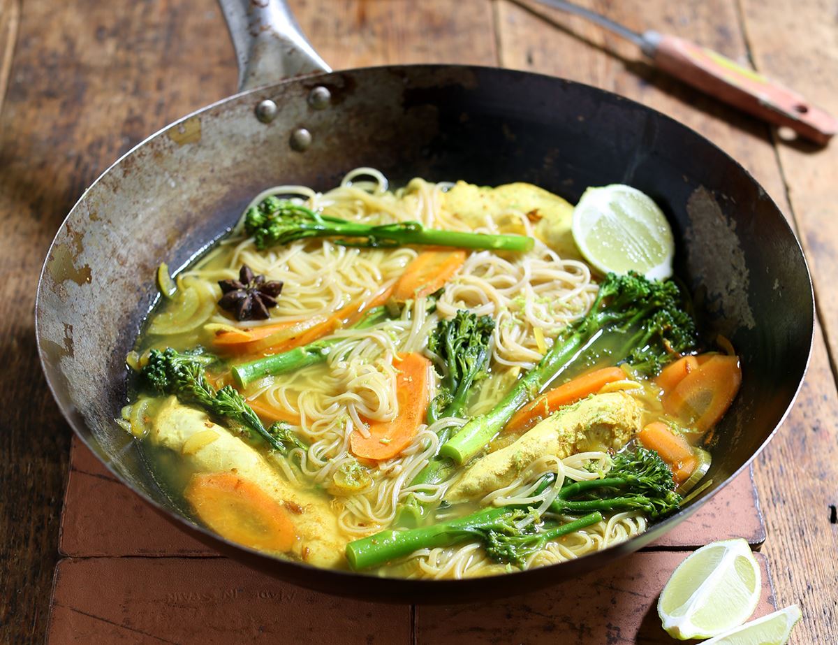 Chicken & Tenderstem® Noodles with Turmeric Broth