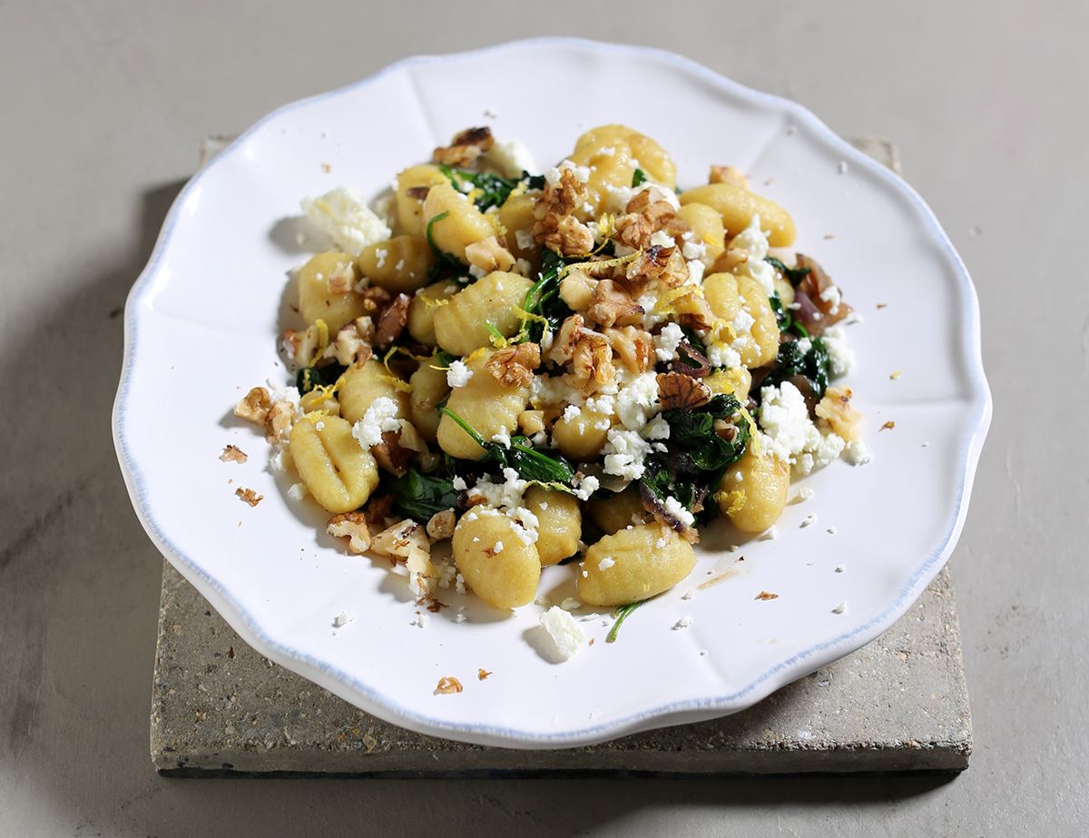 Gnocchi with Feta, Walnuts & Spinach