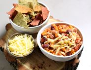 Cheesy Sweet Potato & Bean Chilli with Tortilla Chips