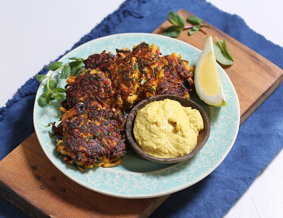 Carrot, Coriander & Feta Fritters