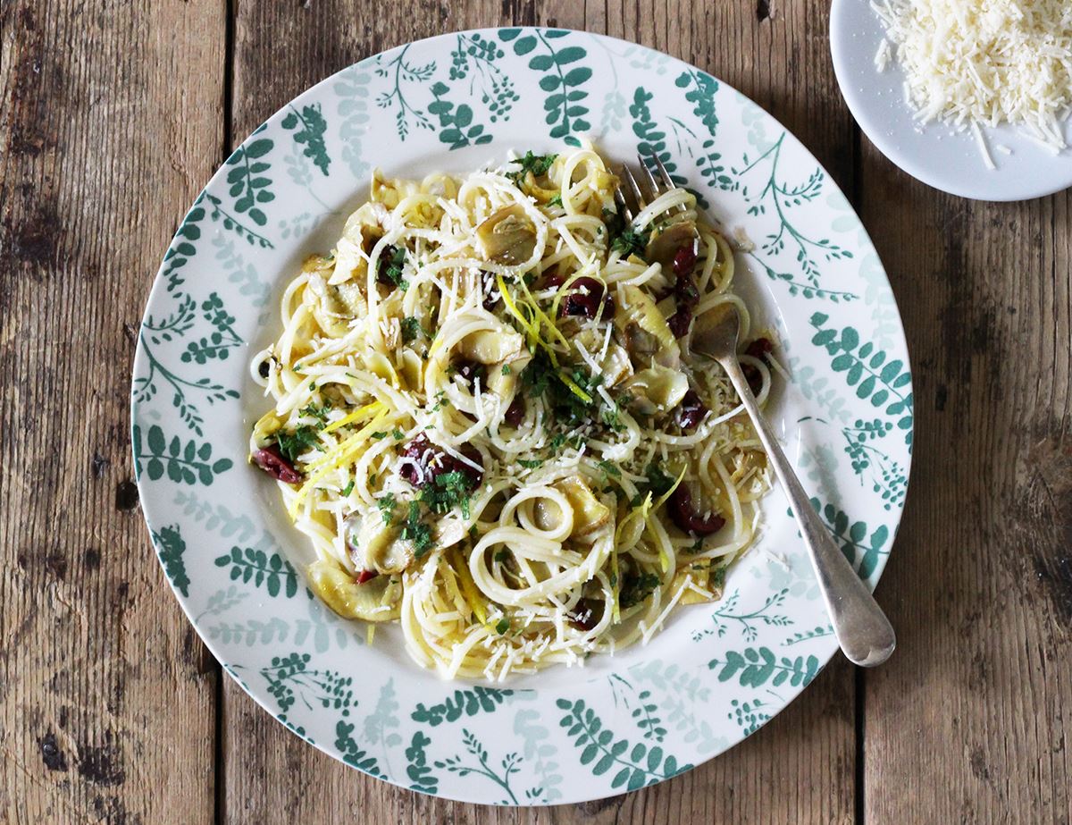 Artichoke, Olive & Lemon Spaghetti