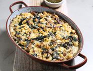 Cheddar, Mushroom & Pesto Pasta Bake