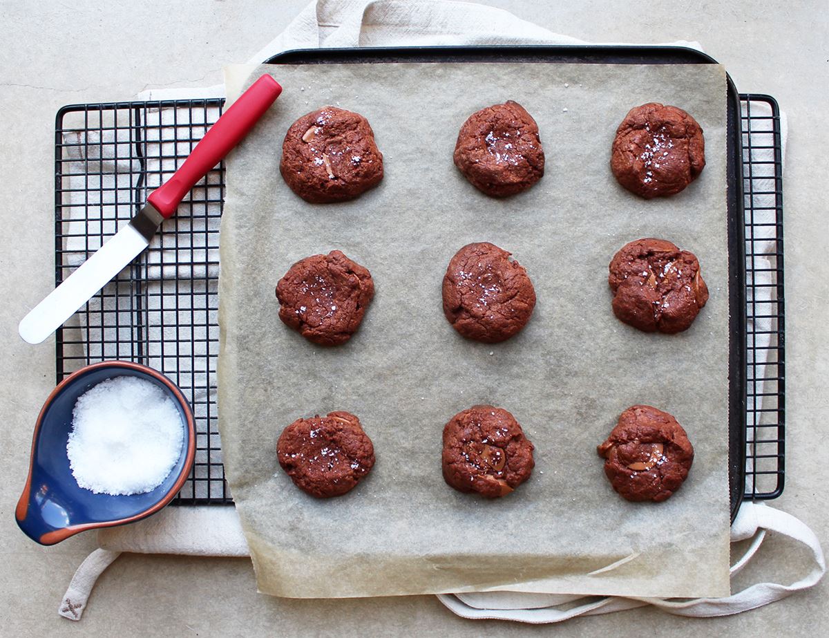 Salted Chocolate, Spelt & Olive Oil Cookies