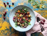 Warm Halloumi, Cherry & Lentil Salad