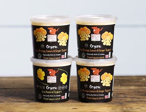 Orange, Lemon & Ginger Yoghurt, Organic, Brown Cow Organics (4 x 145g)