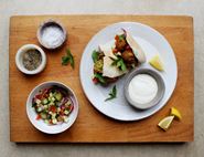 Falafel Stuffed Pittas with Chopped Salad