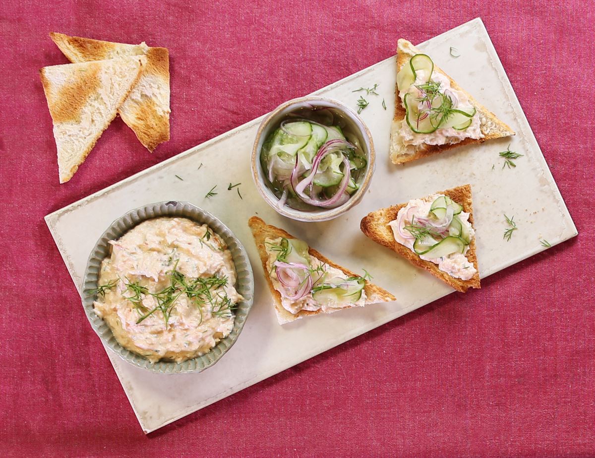Hot Smoked Salmon Pâté with Pickled Cucumber