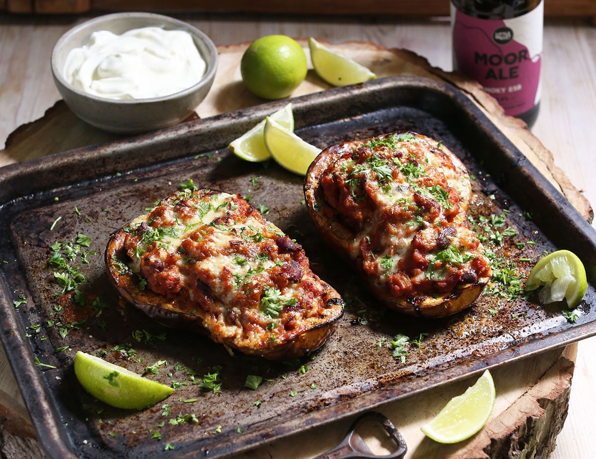 Cheesy Chilli Stuffed Squash