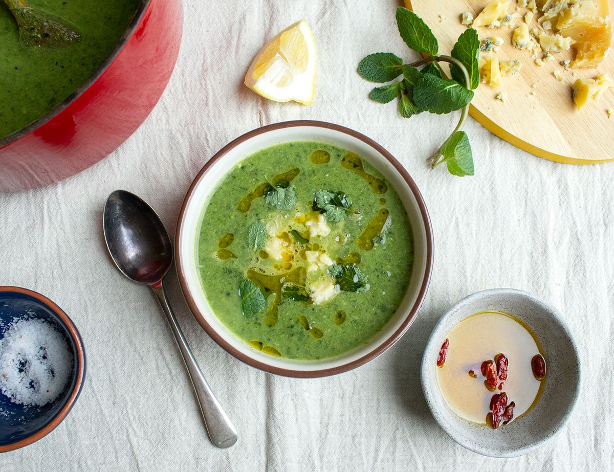 Broccoli, Cavolo Nero & Blue Cheese Soup