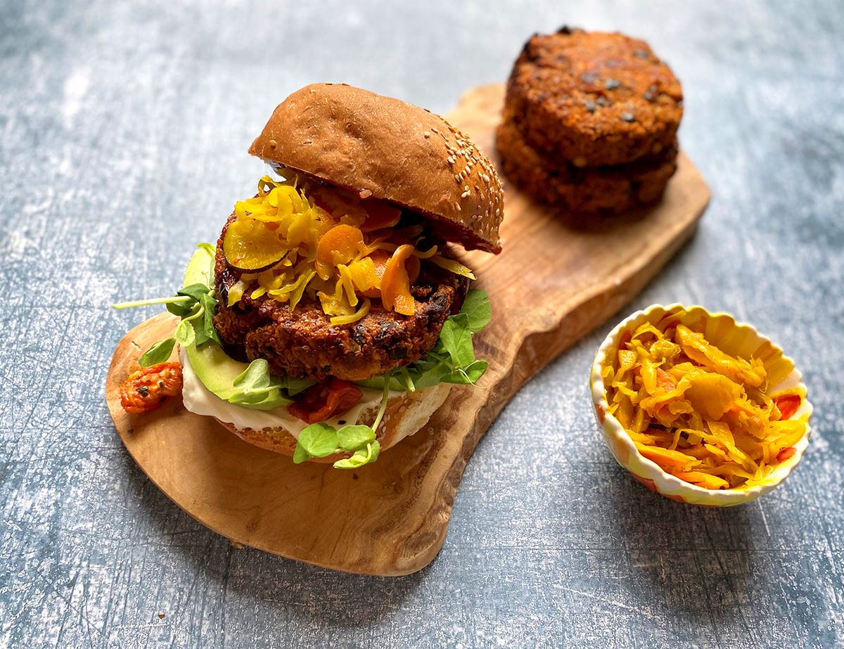 Quinoa & Sweet Potato Veggie Burgers