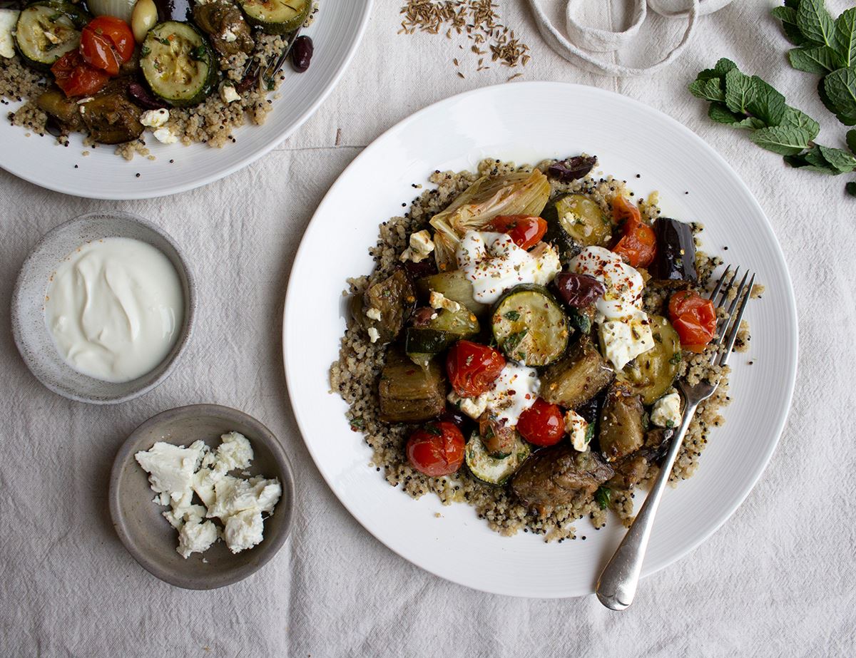 Slow Roasted Vegetable, Feta & Quinoa Salad Recipe | Abel & Cole