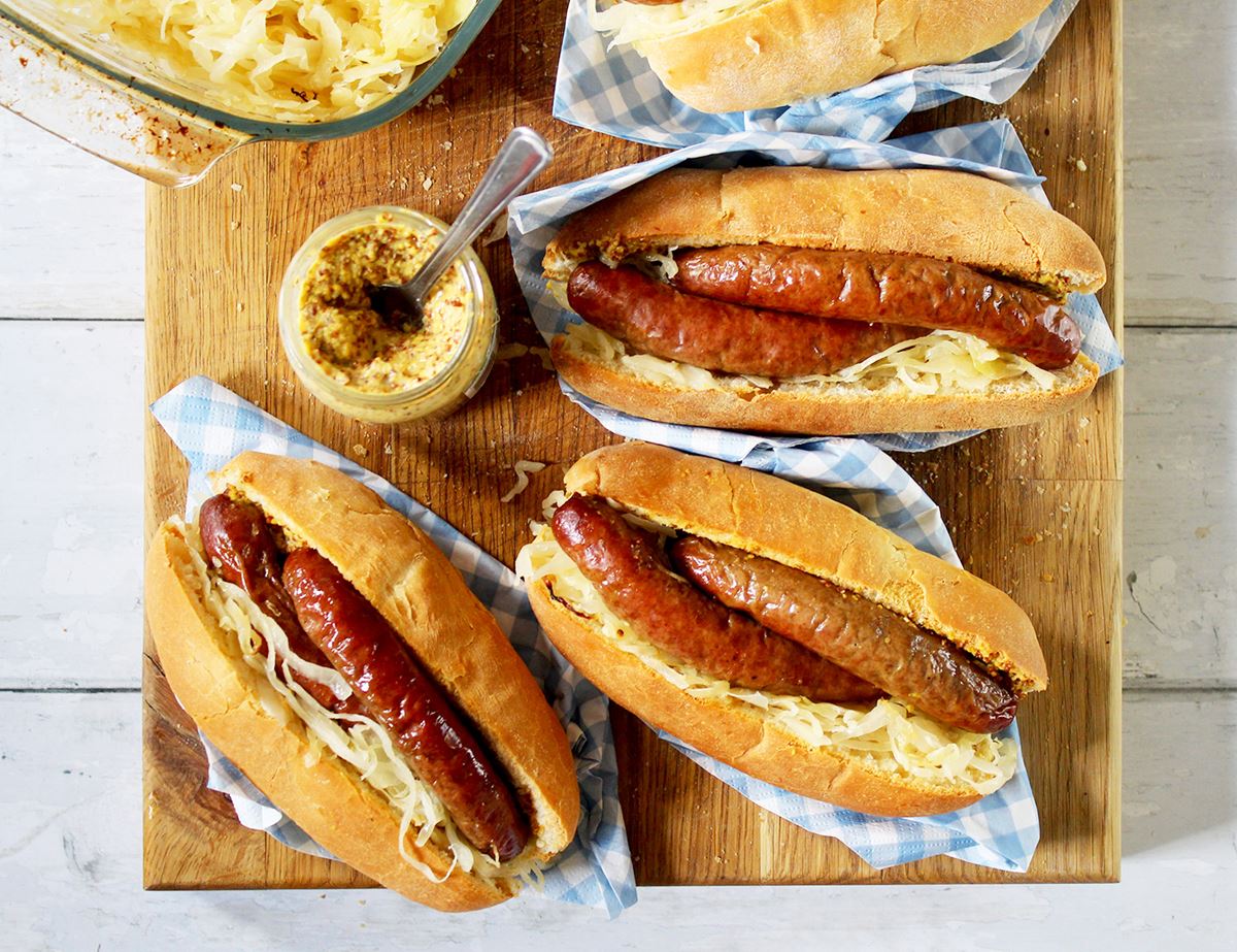 Beef Franks with Sauerkraut