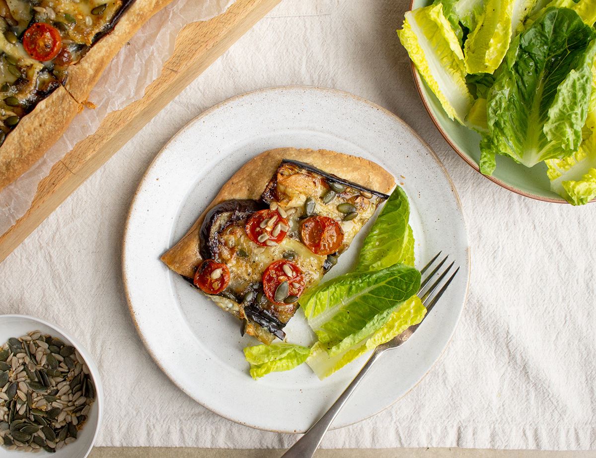 Aubergine, Goat's Cheese & Honey Tart