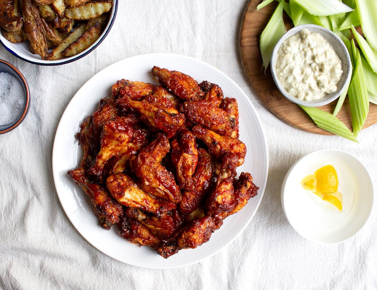 Spicy Buffalo Wings with Blue Cheese Dip