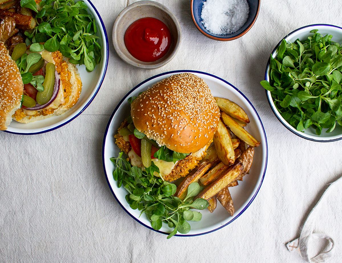 Cornflake Crusted Chicken Burgers